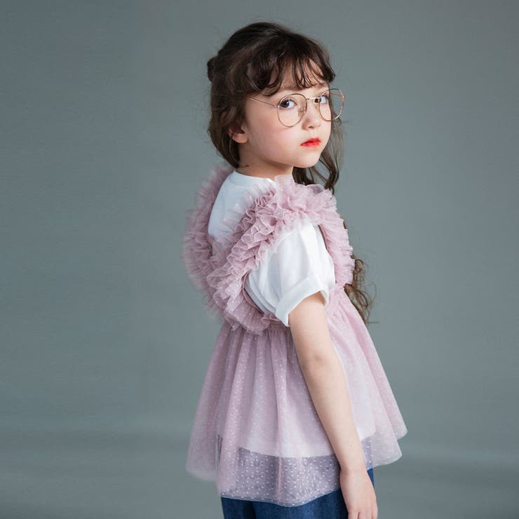 ピンクベージュ | 【WEB限定】チュールチュニックトップスセット | ブランシェス