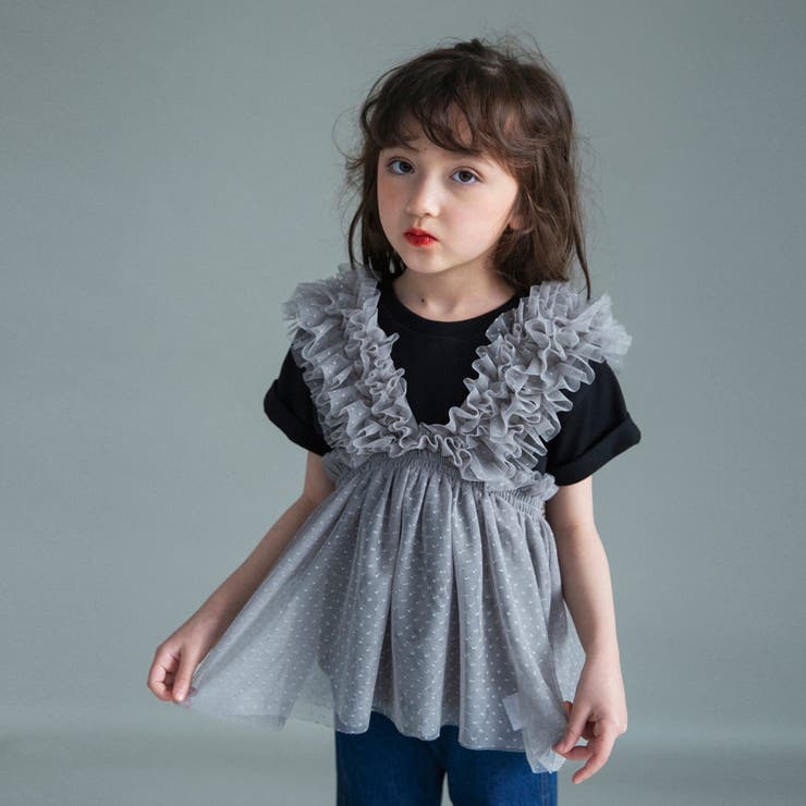 グレー | 【WEB限定】チュールチュニックトップスセット | ブランシェス