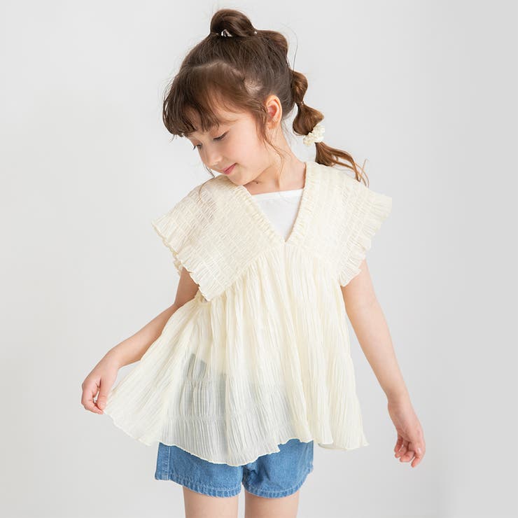 クリーム | インナー付きシャーリングチュニック | ブランシェス