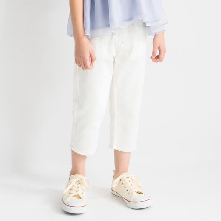 アイボリー | 裾フリンジクロップドパンツ | ブランシェス