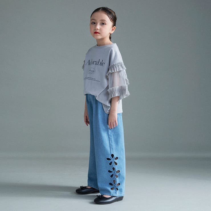 【WEB限定】お花カットモチーフデニムパンツ | ブランシェス | 詳細画像3 