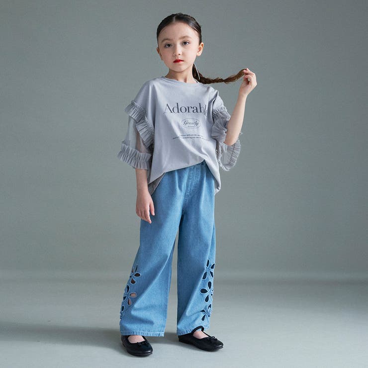 【WEB限定】お花カットモチーフデニムパンツ | ブランシェス | 詳細画像4 