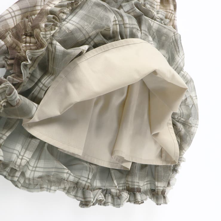 チェックチュールフリルティアードスカート | ブランシェス | 詳細画像9 