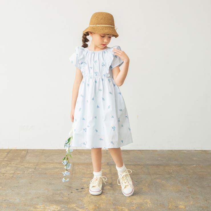 ブルー | 【おそろい】花刺しゅうワンピース キッズ 女の子 | ブランシェス