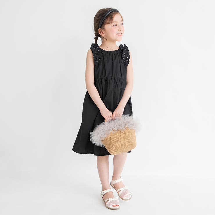 ブラック | 【ときめきワンピース】肩フリルワンピース | ブランシェス