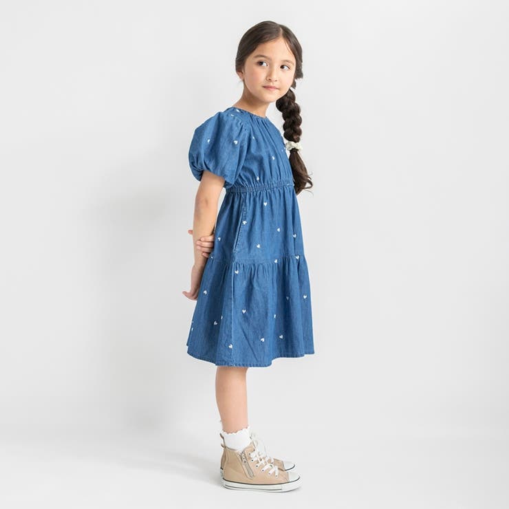 【おそろい】ハート刺しゅうデニムワンピース | ブランシェス | 詳細画像14 