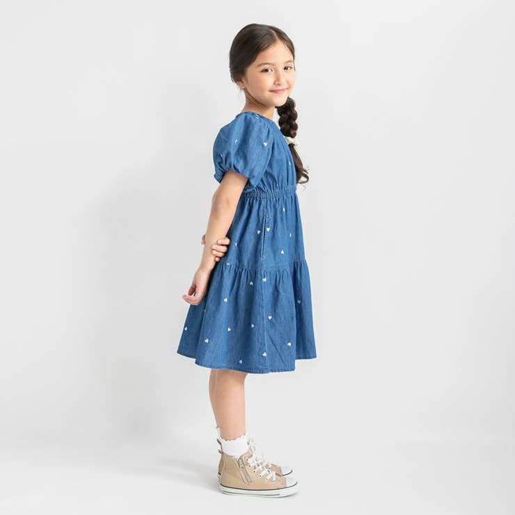 【おそろい】ハート刺しゅうデニムワンピース | ブランシェス | 詳細画像15 