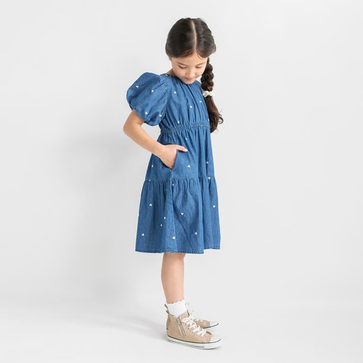 【おそろい】ハート刺しゅうデニムワンピース | ブランシェス | 詳細画像16 