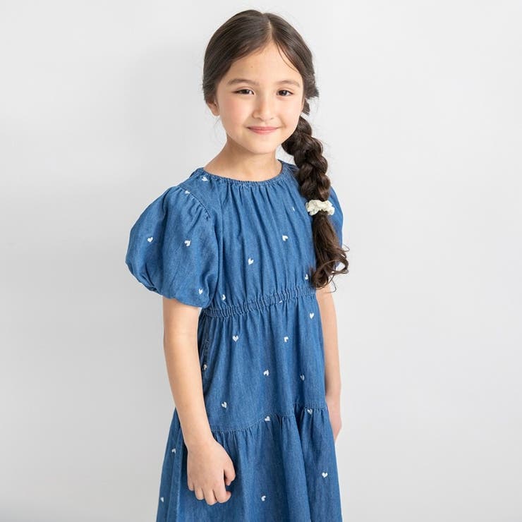 【おそろい】ハート刺しゅうデニムワンピース | ブランシェス | 詳細画像18 