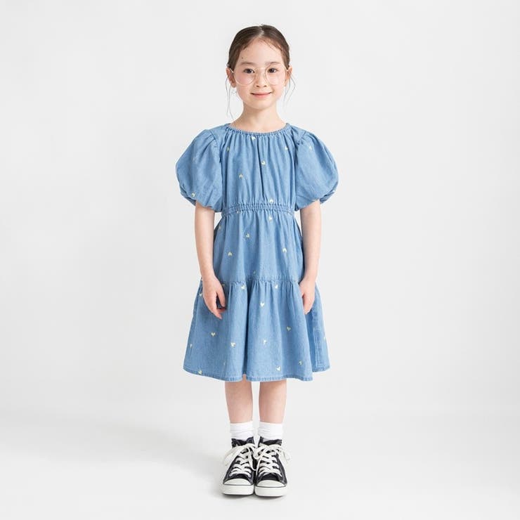 【おそろい】ハート刺しゅうデニムワンピース | ブランシェス | 詳細画像3 