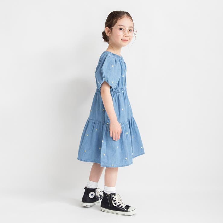 【おそろい】ハート刺しゅうデニムワンピース | ブランシェス | 詳細画像5 