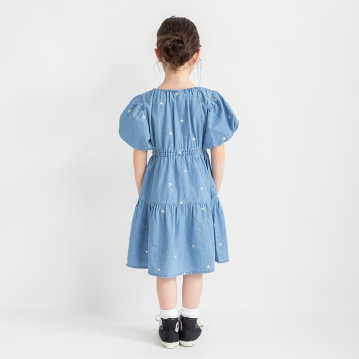 【おそろい】ハート刺しゅうデニムワンピース | ブランシェス | 詳細画像6 