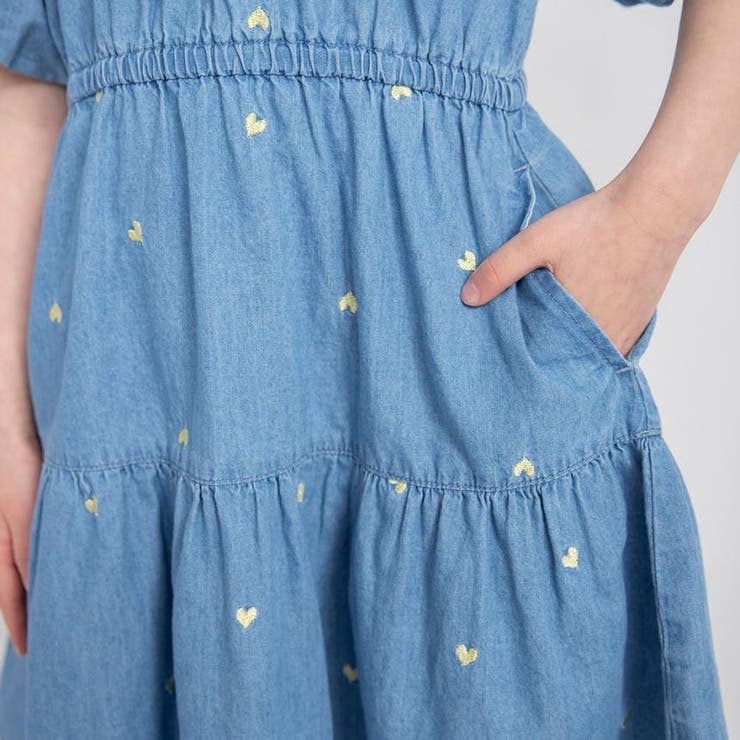 【おそろい】ハート刺しゅうデニムワンピース | ブランシェス | 詳細画像7 