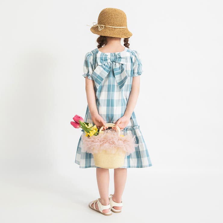 ブルー | 【おそろい】ブロックチェックワンピース | ブランシェス