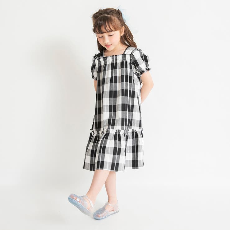 ブラック | 【おそろい】ブロックチェックワンピース | ブランシェス