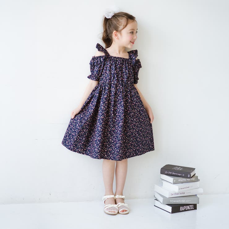 【おそろい】小花柄フリル肩あきワンピース | ブランシェス | 詳細画像1 