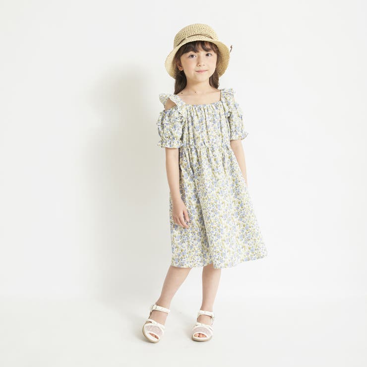 【おそろい】小花柄フリル肩あきワンピース | ブランシェス | 詳細画像3 