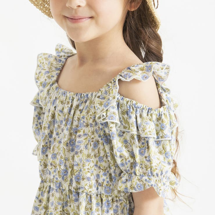 【おそろい】小花柄フリル肩あきワンピース | ブランシェス | 詳細画像7 