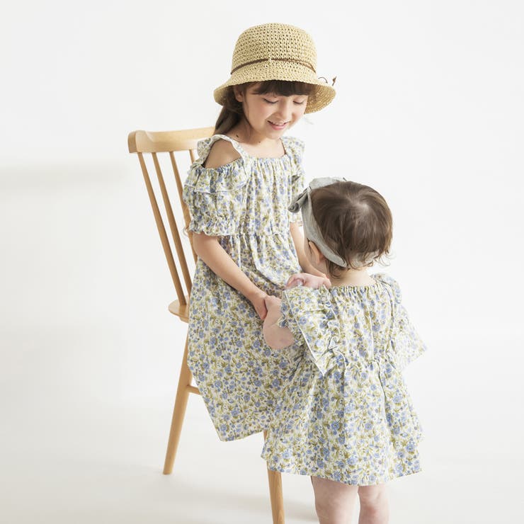 【おそろい】小花柄フリル肩あきワンピース | ブランシェス | 詳細画像9 