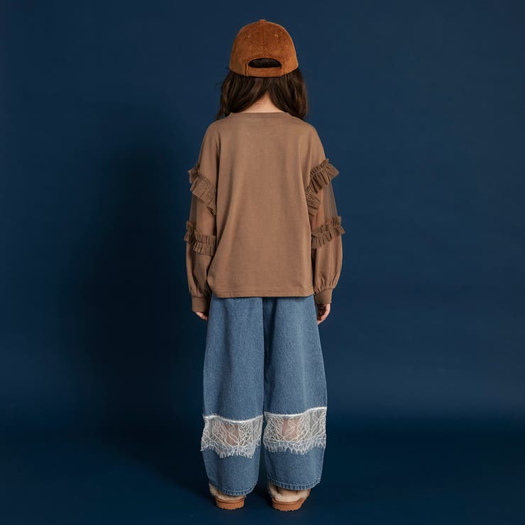 【WEB限定】レース切替ライトオンスデニムパンツ 150cm リンクコーデ | ブランシェス | 詳細画像7 
