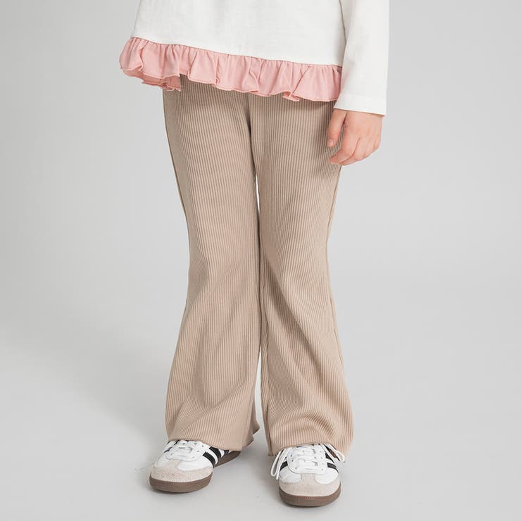 グレージュ | ストレッチリブフレアパンツ 150cm ジュニア 通園 通学 | ブランシェス