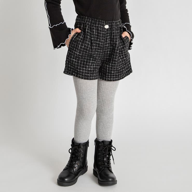 ブラック | ツイード ショートパンツ 女の子 秋物 冬物 150cm | ブランシェス
