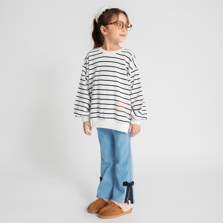 リボンモチーフデニムパンツ 女の子 長ズボン 150cm | ブランシェス | 詳細画像3 