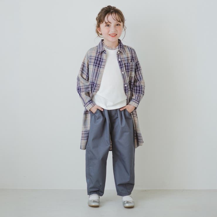 ネイビーブルー | チェック柄シャツワンピース 150cm 女の子 カジュアル 重ね着 | ブランシェス