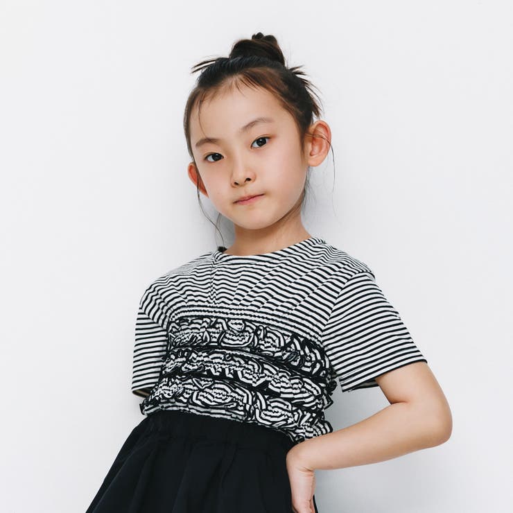 ボーダー | 【b.+A】金子綾/シャーリング半袖Ｔシャツ | ブランシェス