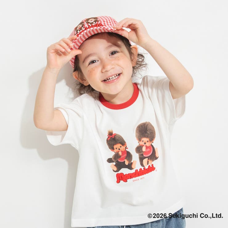 オフホワイト | 【モンチッチ】リンガー半袖Tシャツ | ブランシェス