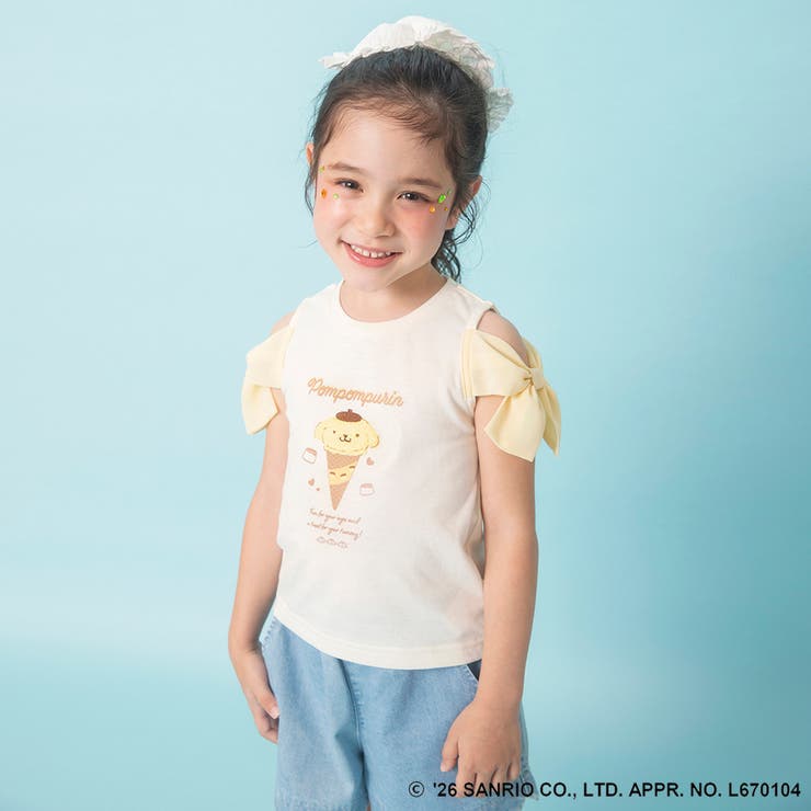 アイボリー | 【サンリオキャラクターズ】シフォン肩あきトップス Tシャツ ハローキティ | ブランシェス