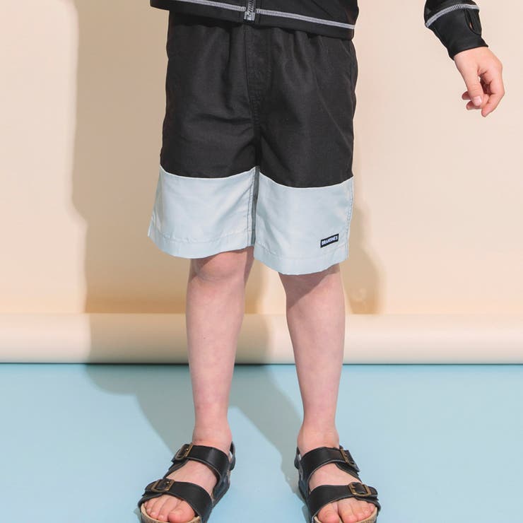 ブラック | 【水着】配色サーフパンツ 子供服 キッズ | ブランシェス
