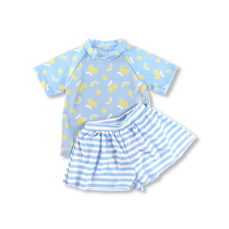 【水着】レモン柄半袖ラッシュガード×ボーダーキュロットセット 子供服 キッズ | ブランシェス | 詳細画像2 