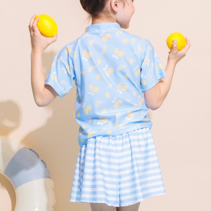 【水着】レモン柄半袖ラッシュガード×ボーダーキュロットセット 子供服 キッズ | ブランシェス | 詳細画像4 