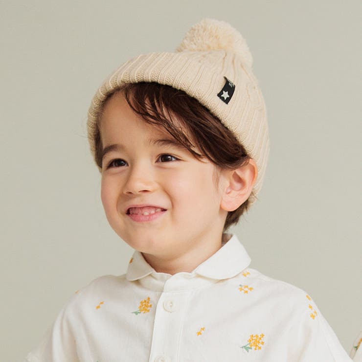 ベージュ | ケーブル柄ニット帽 | ブランシェス