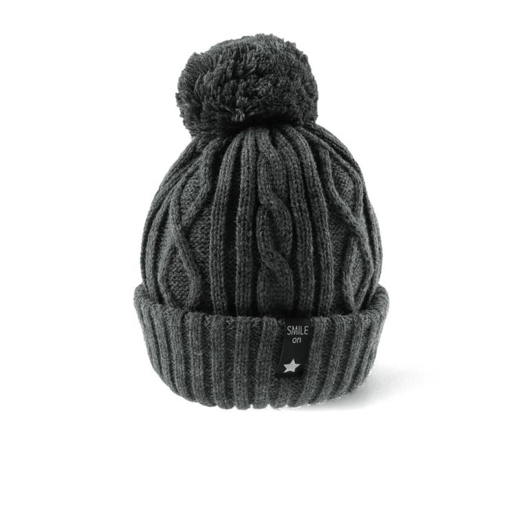 チャコールグレー | ケーブル柄ニット帽 | ブランシェス