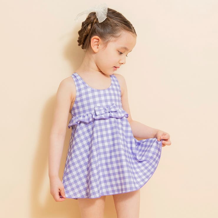 ラベンダー | 【水着】サンドレス風総柄 ワンピース/花柄/ギンガム チェック | ブランシェス