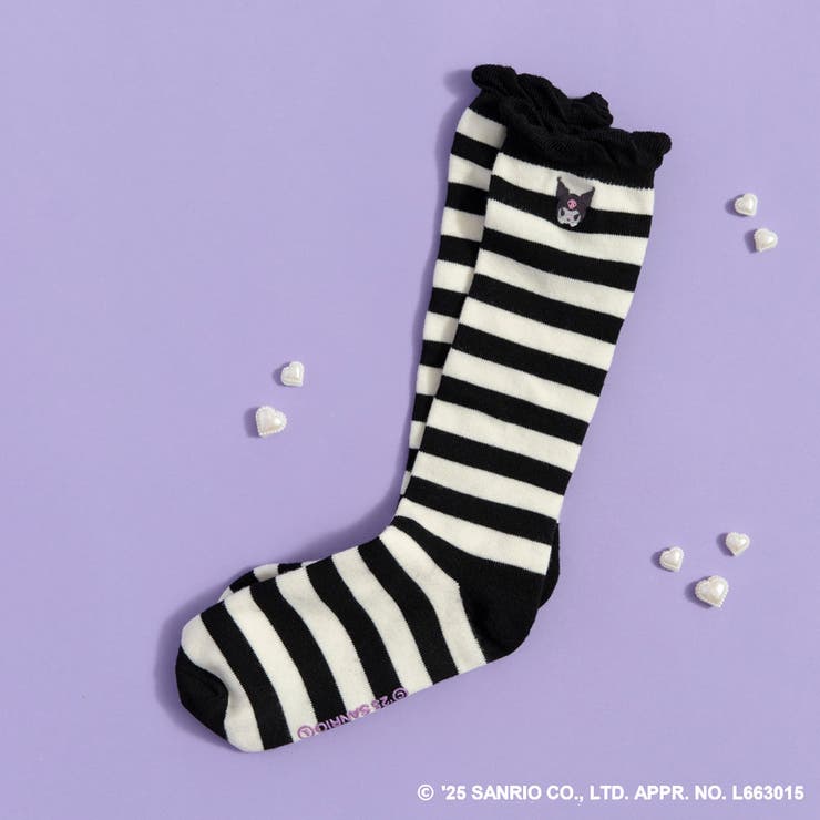 85_ブラック_クロミ | ワンポイント刺しゅうハイソックス マイメロ クロミ | ブランシェス