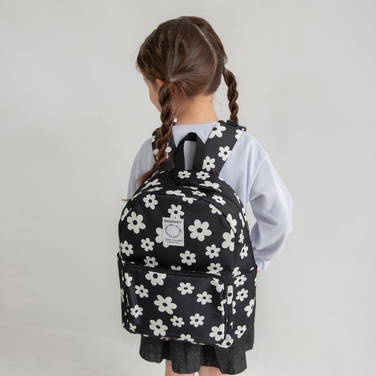 86_ブラック_花柄 | なかよしリュック/11L/10色展開/キッズ/男の子/女の子/機能性 | ブランシェス