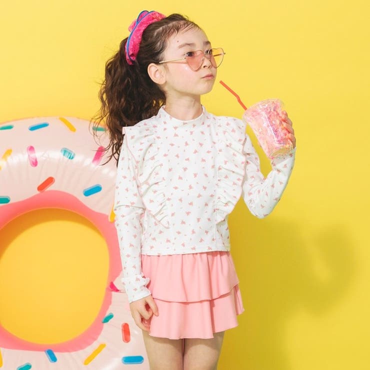 ピンク | 【水着 / SWIM / WEB限定】長袖ラッシュガード＆スカパン２点セット | ブランシェス