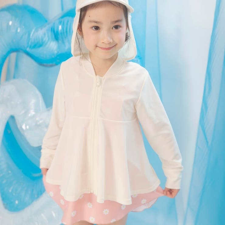 アイボリー | 【水着 / SWIM】フレアペプラム長袖ラッシュガード | ブランシェス