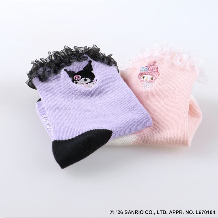 【サンリオキャラクターズ】ワンポイント刺繍 チュールフリルソックス メロクロ | ブランシェス | 詳細画像9 
