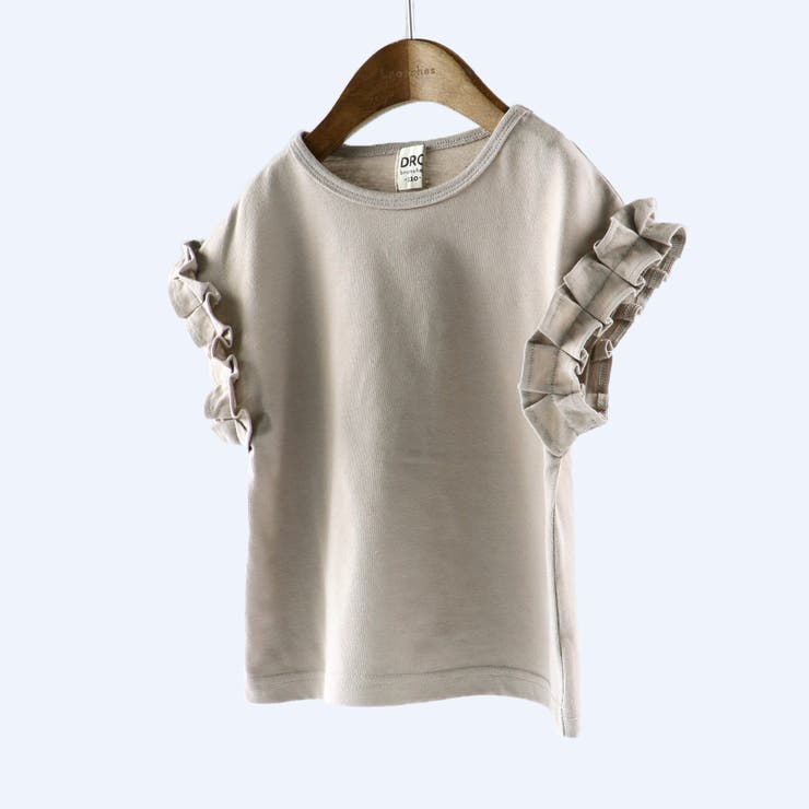 64:無地-ブラウン | 【WEB限定/DRC/やわらか天竺】袖タックフリル半袖Tシャツ | ブランシェス