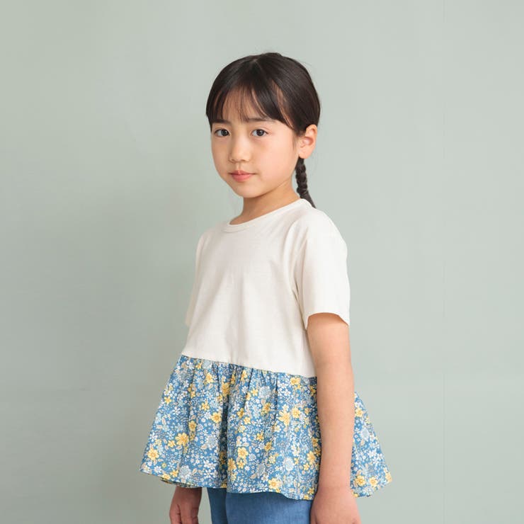 【WEB限定/DRC/やわらか天竺】柄フリル切替半袖Tシャツ | ブランシェス | 詳細画像4 