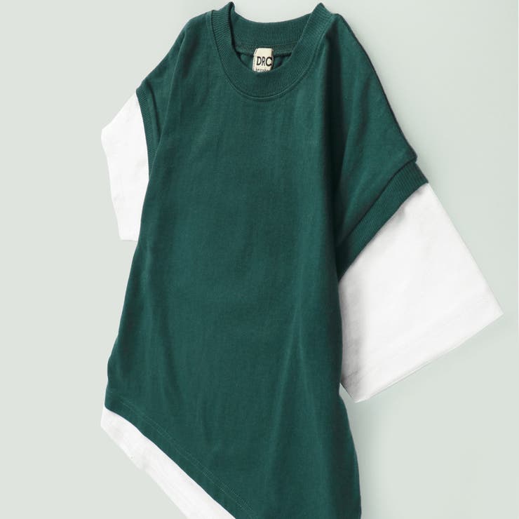 61:グリーン | 【WEB限定/DRC/お肌に嬉しい綿100％】ベストレイヤード半袖Tシャツ | ブランシェス