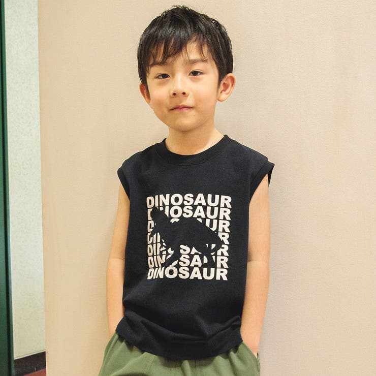 85:恐竜-ブラック | 【WEB限定/DRC/お肌に嬉しい綿100％】アソートグラフィックタンクトップ | ブランシェス