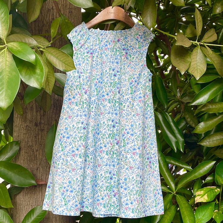 サックス | 【WEB限定/DRC/綿100％】総柄ノースリーブワンピース | ブランシェス