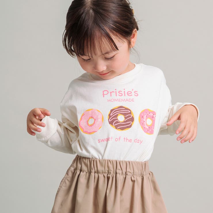 ドーナツ・オフホワイト | 【DRC/お肌に嬉しい綿100％】ガールズアソートグラフィック長袖Tシャツ | ブランシェス