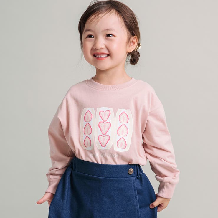 フルーツサンド・ピンク | 【DRC/お肌に嬉しい綿100％】ガールズアソートグラフィック長袖Tシャツ | ブランシェス