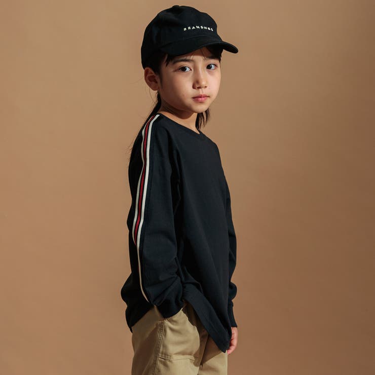 ブラック | BIGシルエット袖ライン長袖Tシャツ | ブランシェス